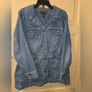 Venezia Vintage 80s Button Front Cotton Blend Long Denim Jacket EUC Size: 18/20